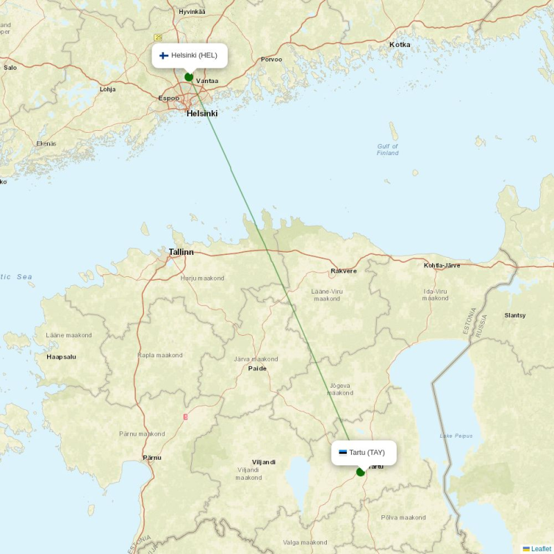Route map over TAY airport