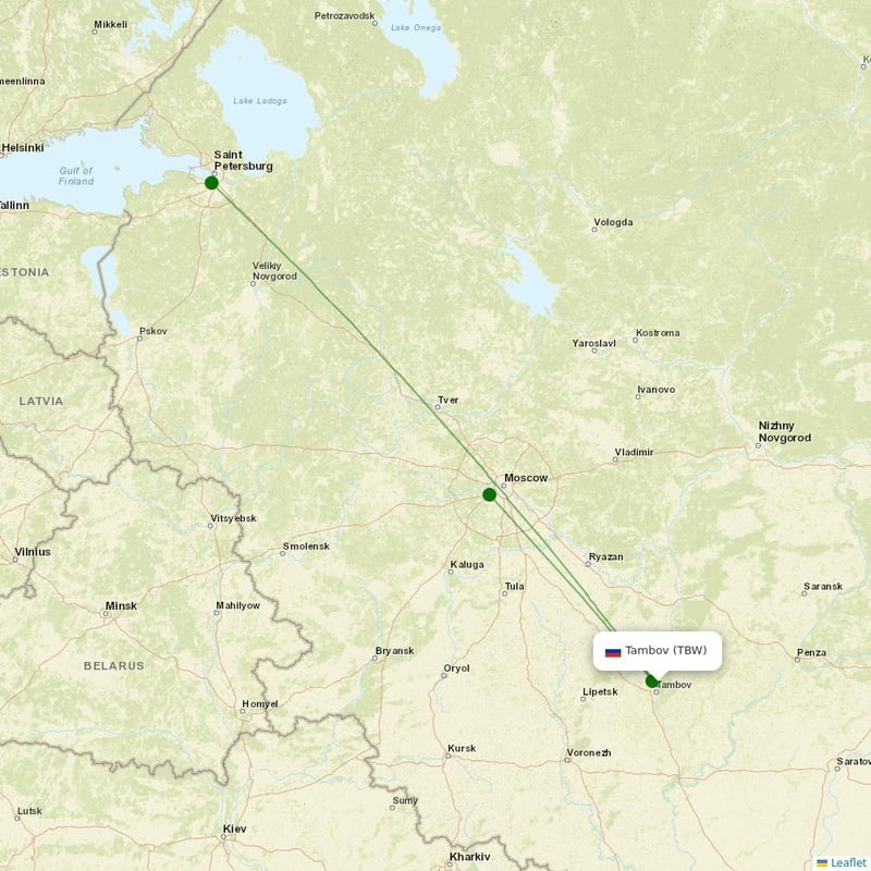 Route map over TBW airport