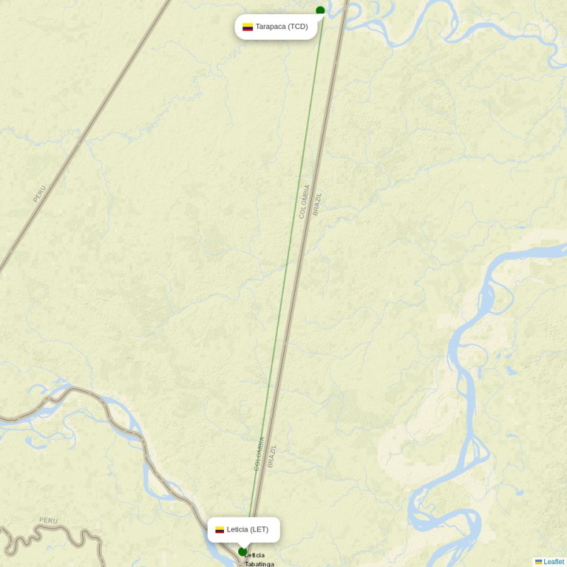 Route map over TCD airport