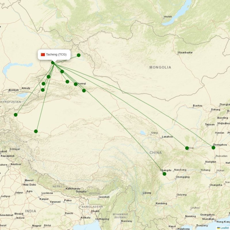 Route map over TCG airport