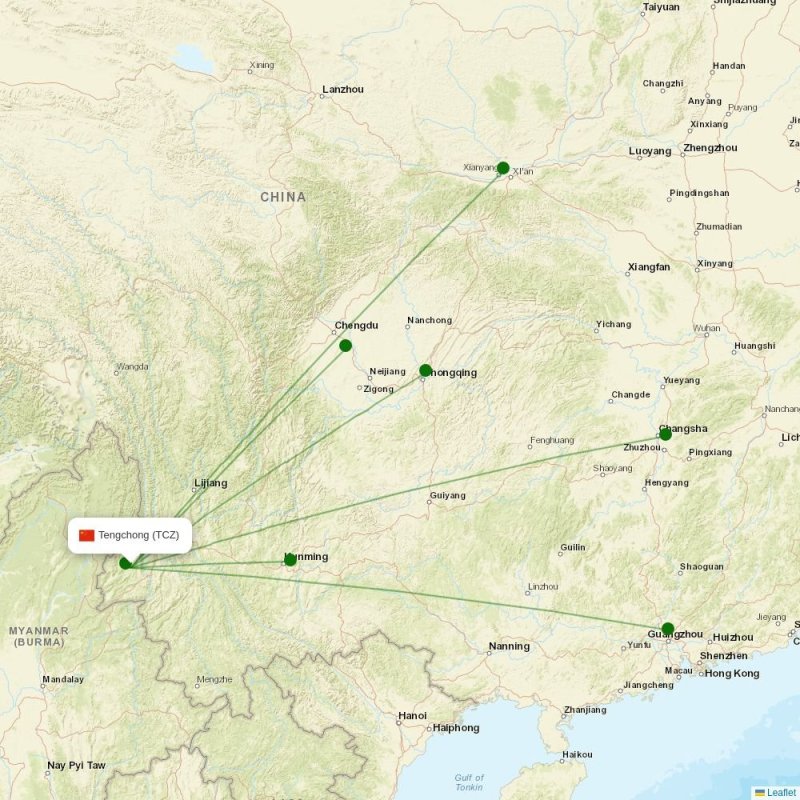 Route map over TCZ airport