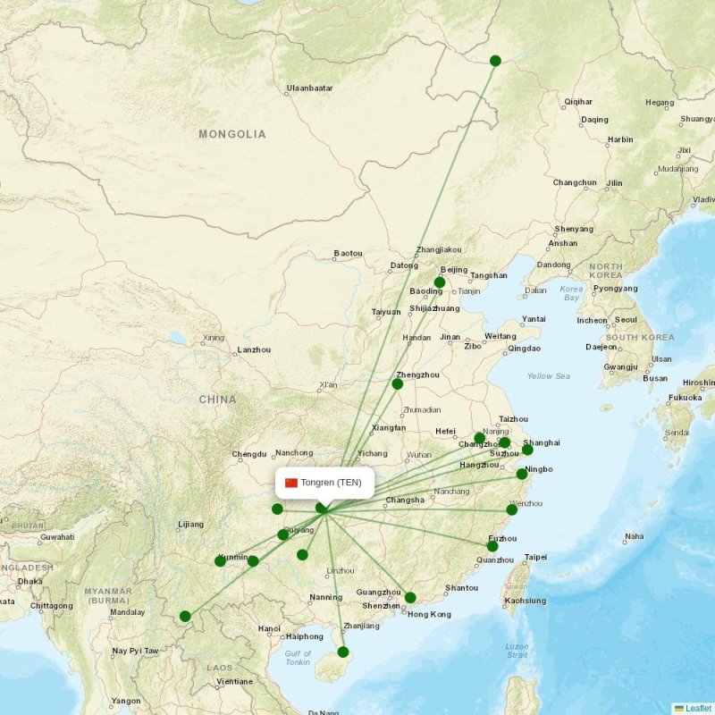 Route map over TEN airport