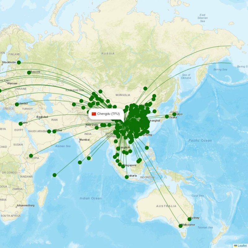 Route map over TFU airport