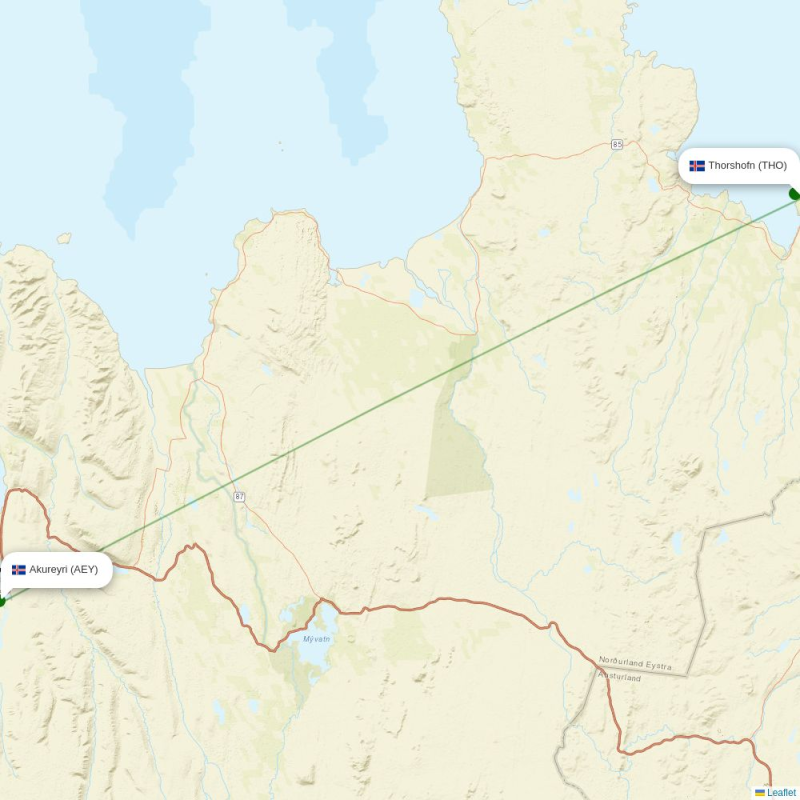 Route map over THO airport