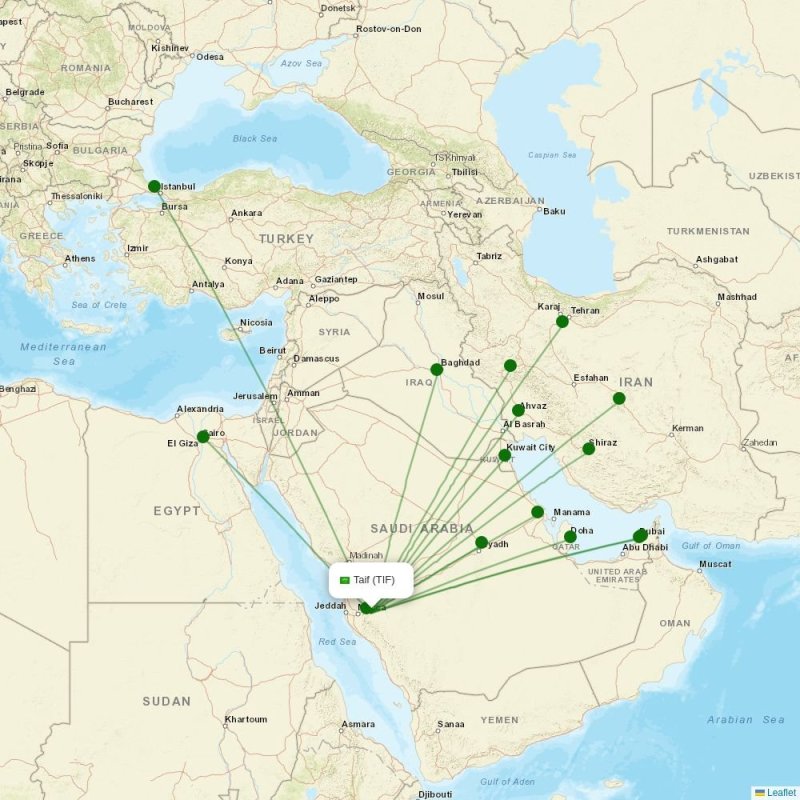 Route map over TIF airport