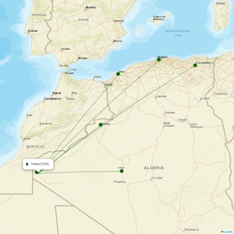 Route map over TIN airport