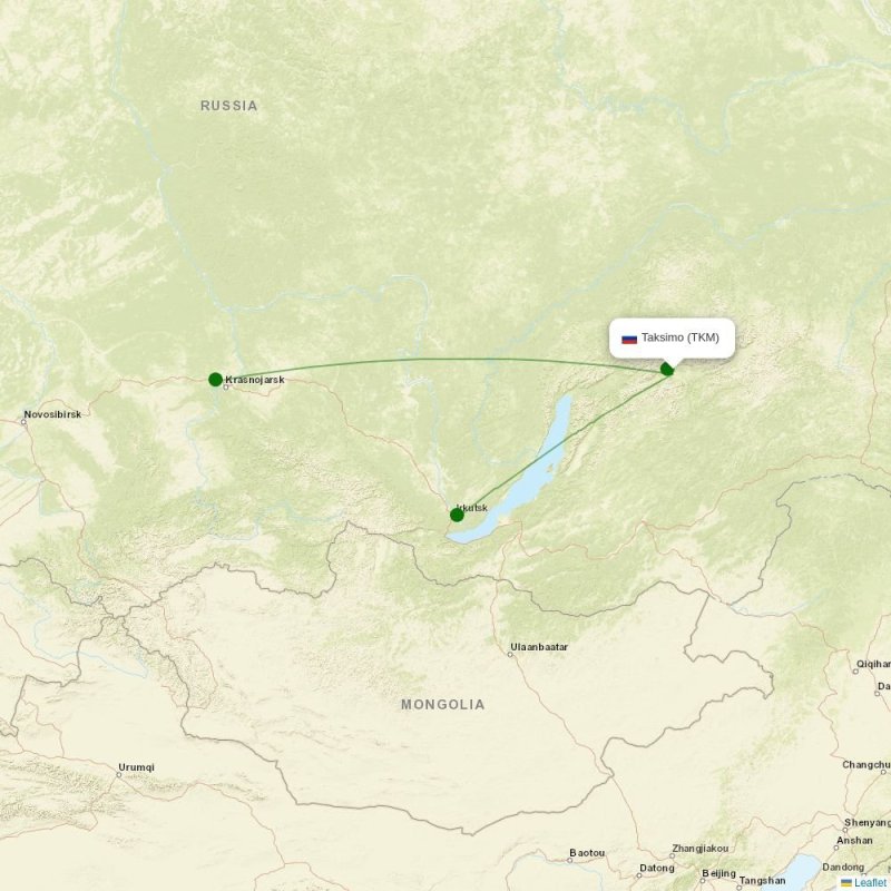 Route map over TKM airport