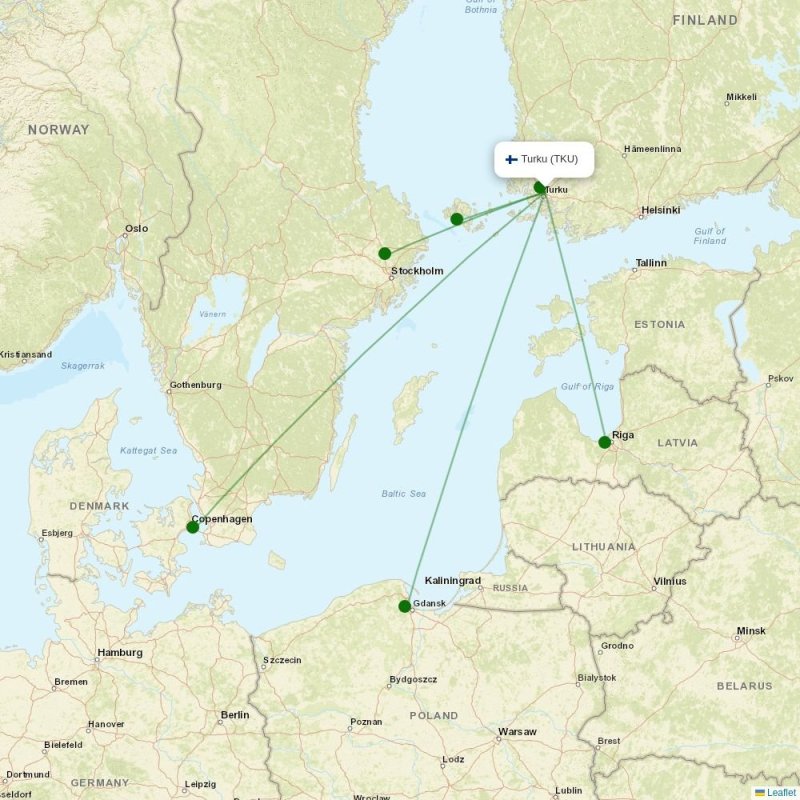 Route map over TKU airport
