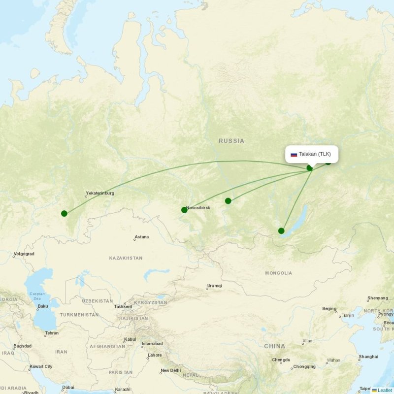 Route map over TLK airport