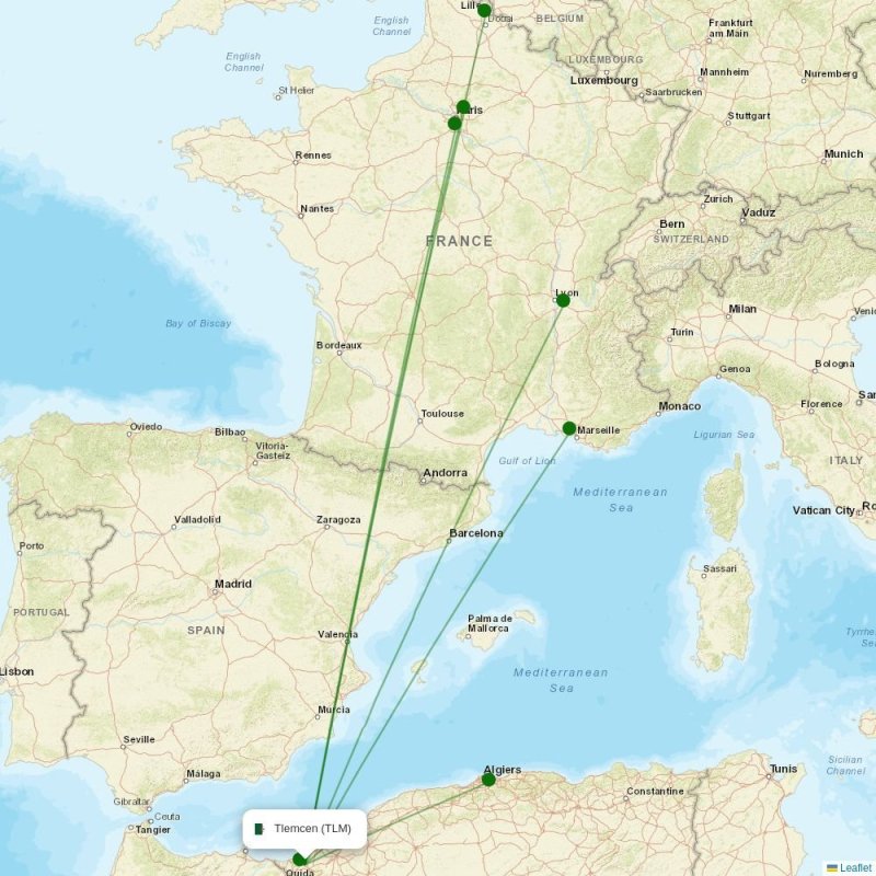 Route map over TLM airport