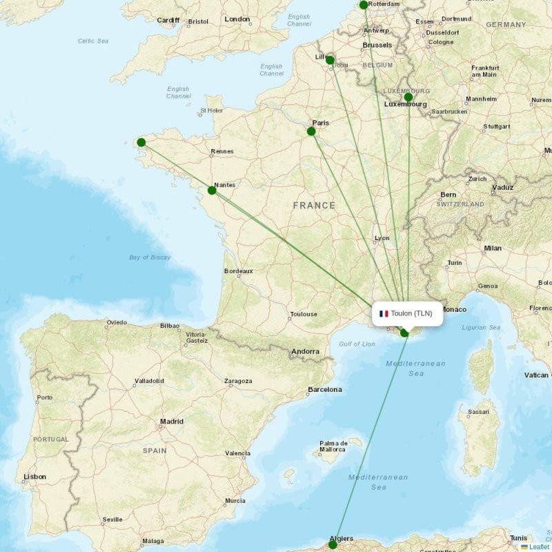 Route map over TLN airport
