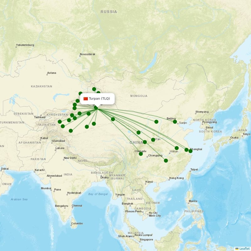 Route map over TLQ airport