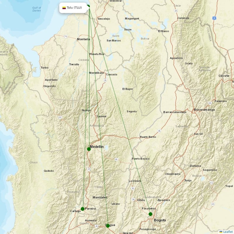 Route map over TLU airport