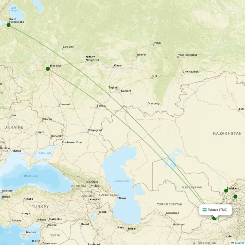 Route map over TMJ airport