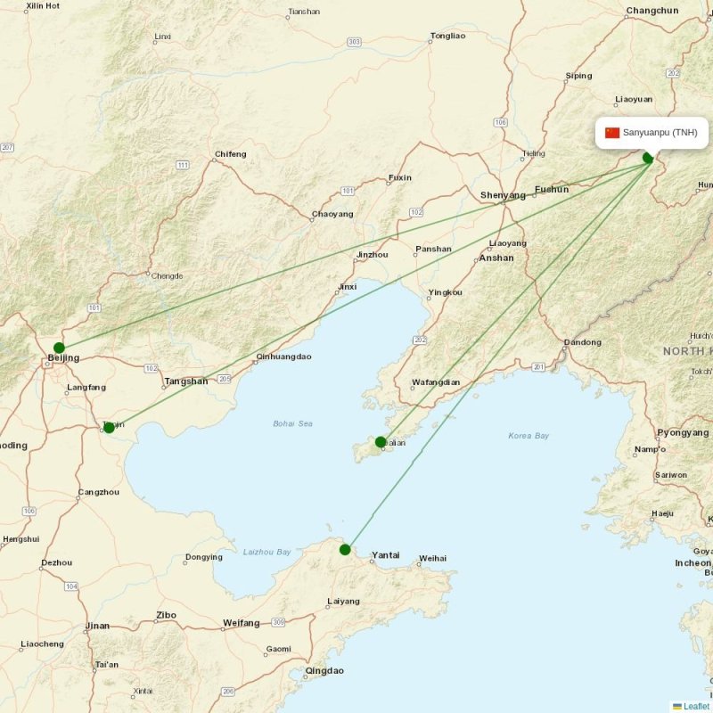 Route map over TNH airport