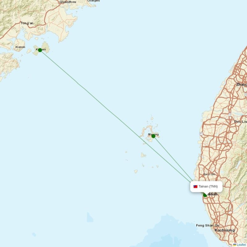Route map over TNN airport