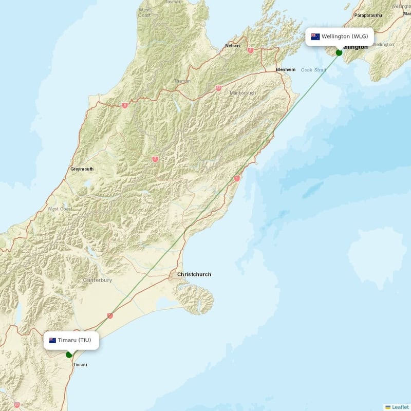 Route map over TRG airport