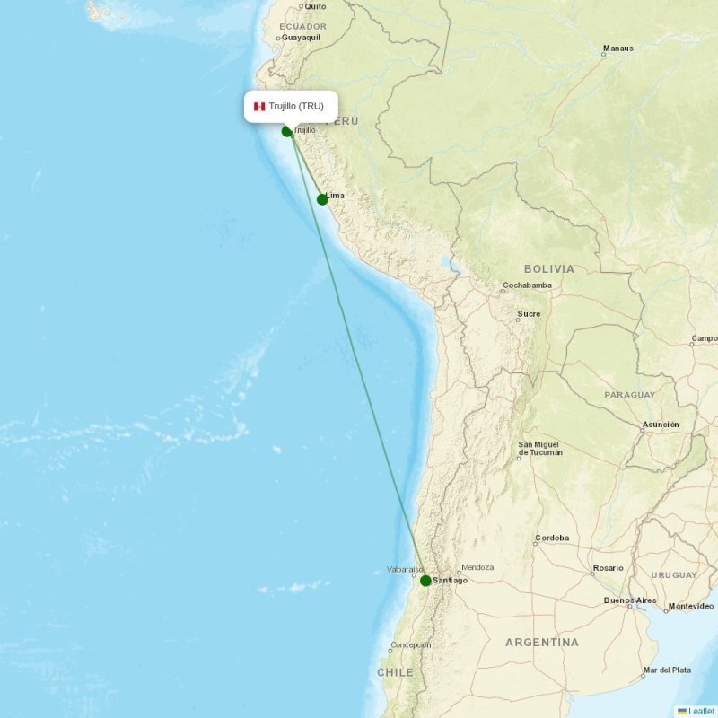 Route map over TRU airport
