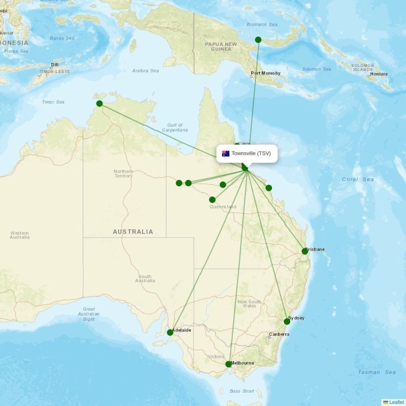 Route map over TSV airport