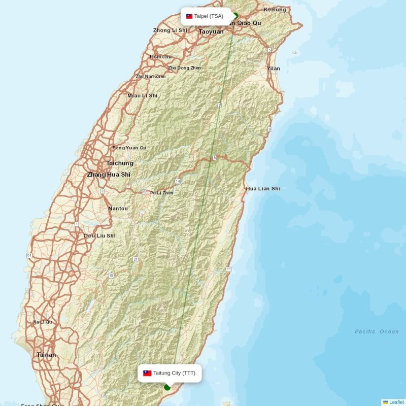 Route map over TTT airport