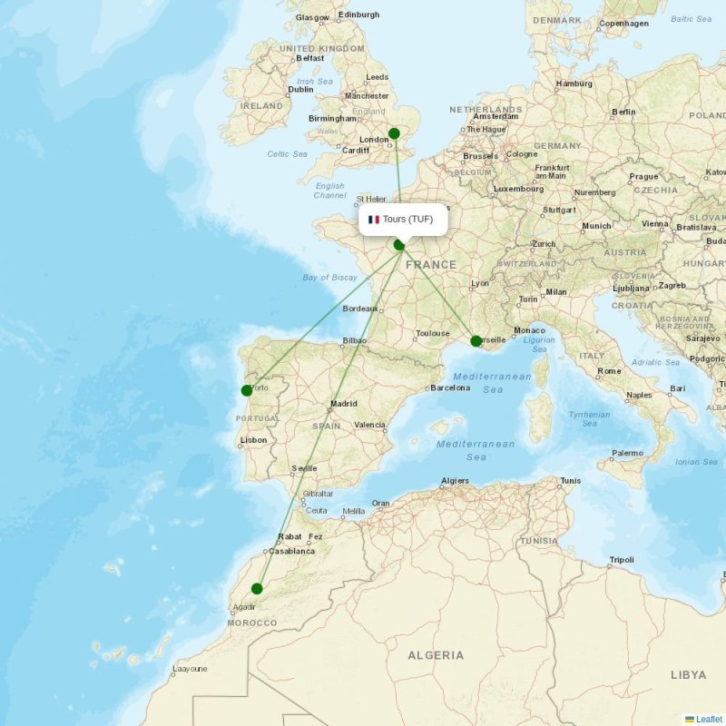 Route map over TUF airport