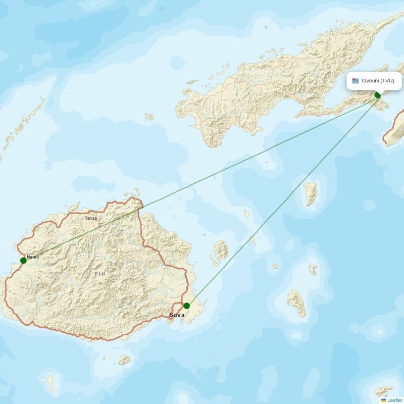 Route map over TVU airport