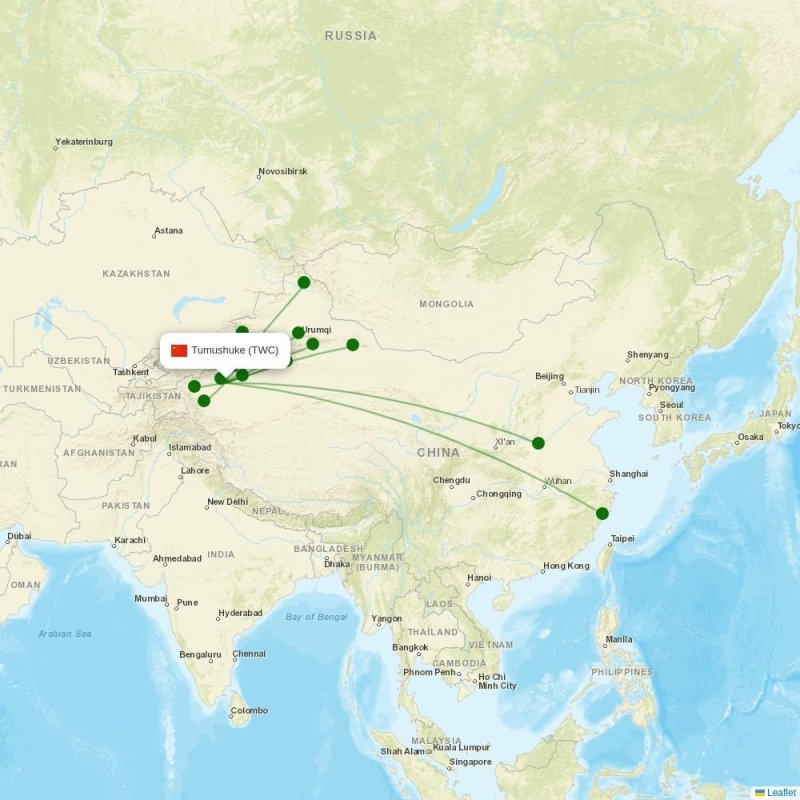 Route map over TWC airport