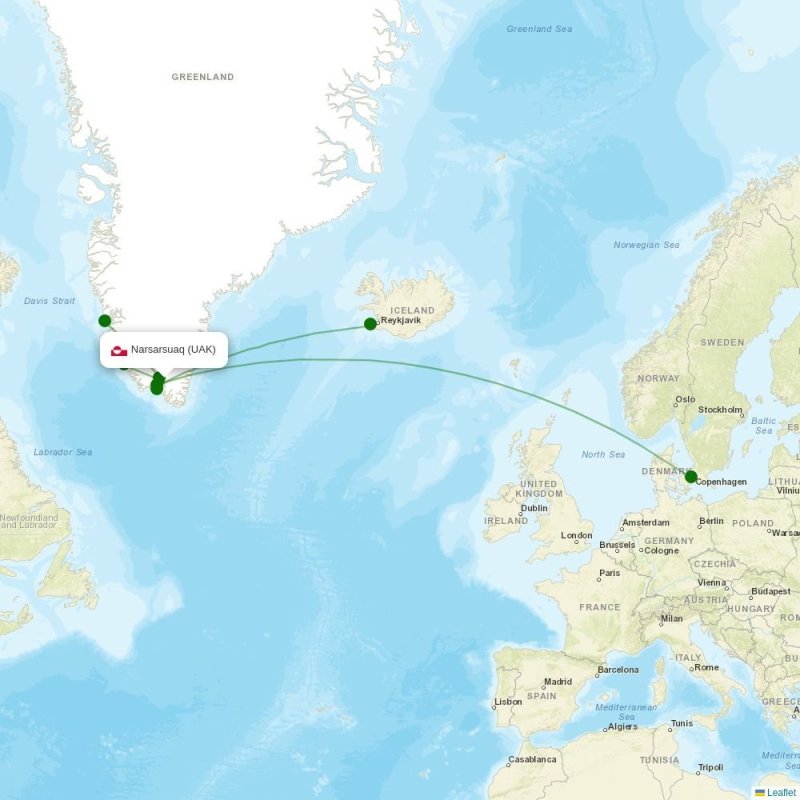 Route map over UAK airport