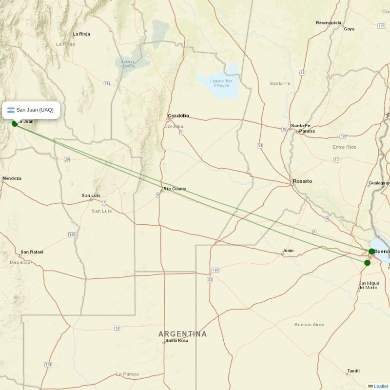 Route map over UAQ airport