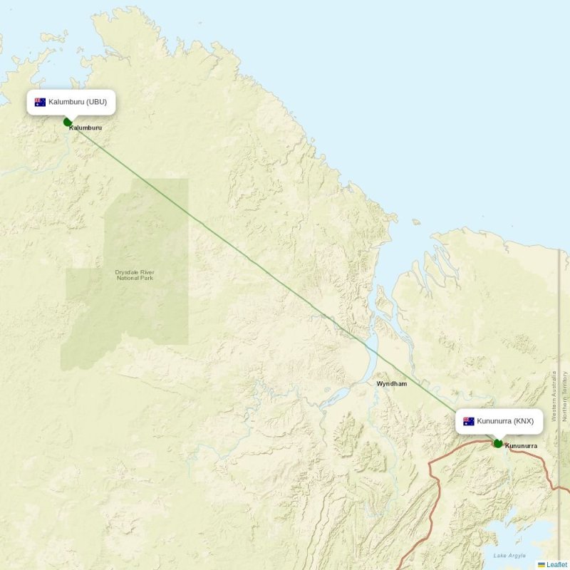 Route map over UBU airport