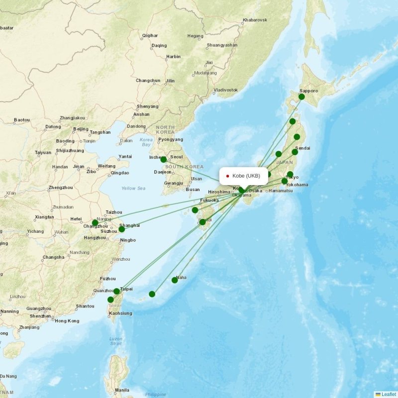 Route map over UKB airport