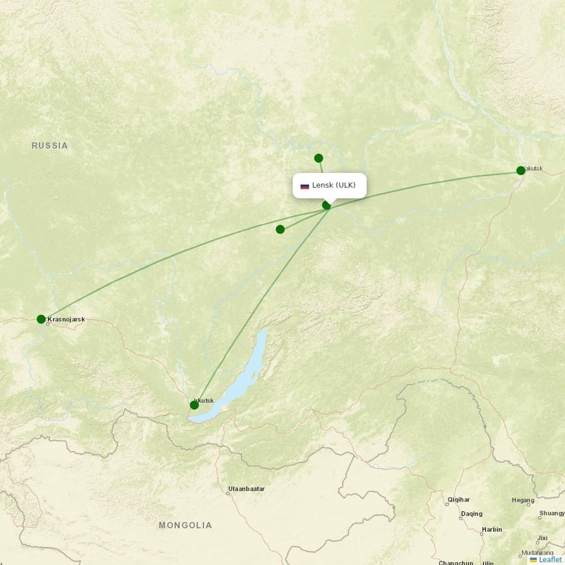 Route map over ULK airport
