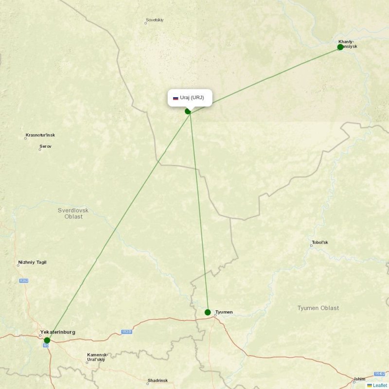 Route map over URJ airport