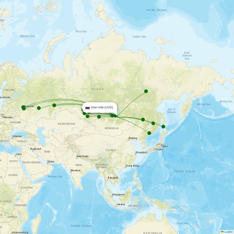 Route map over UUD airport