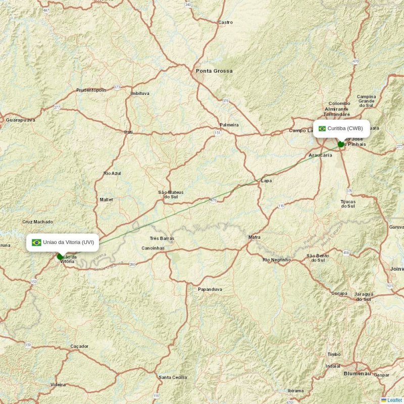 Route map over UVI airport
