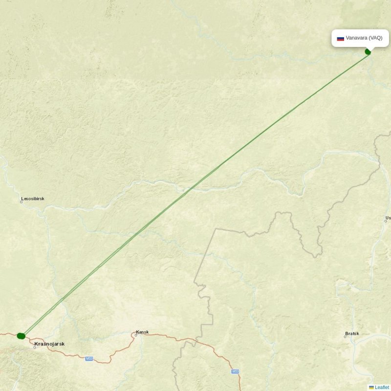 Route map over VAQ airport