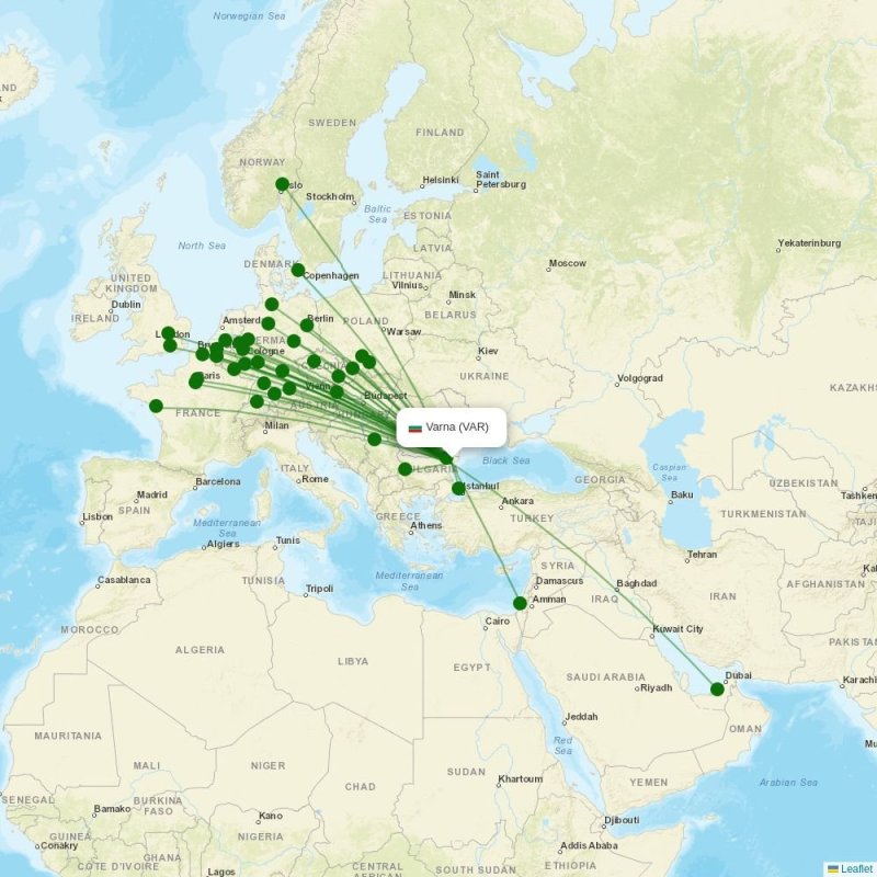 Route map over VAR airport