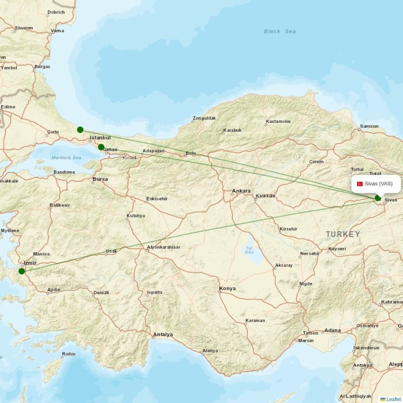 Route map over VAS airport