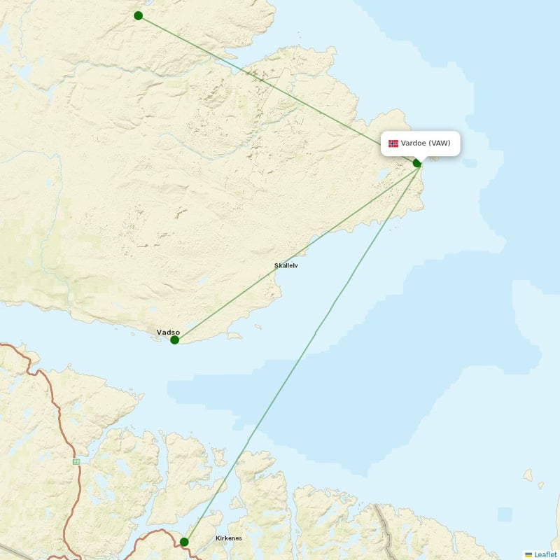 Route map over VAW airport