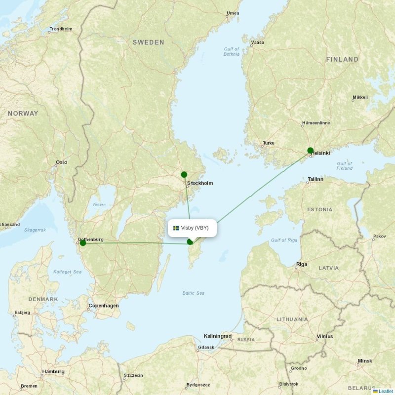 Route map over VBY airport