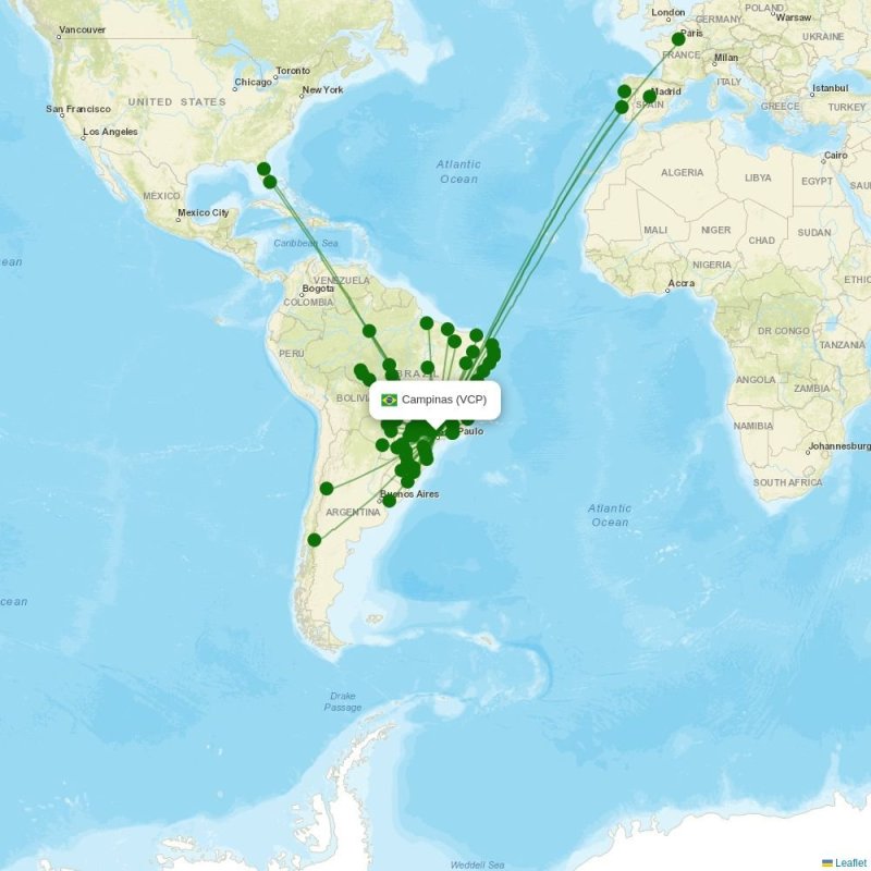 Route map over VCP airport