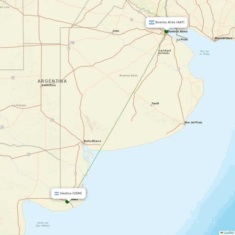 Route map over VDM airport