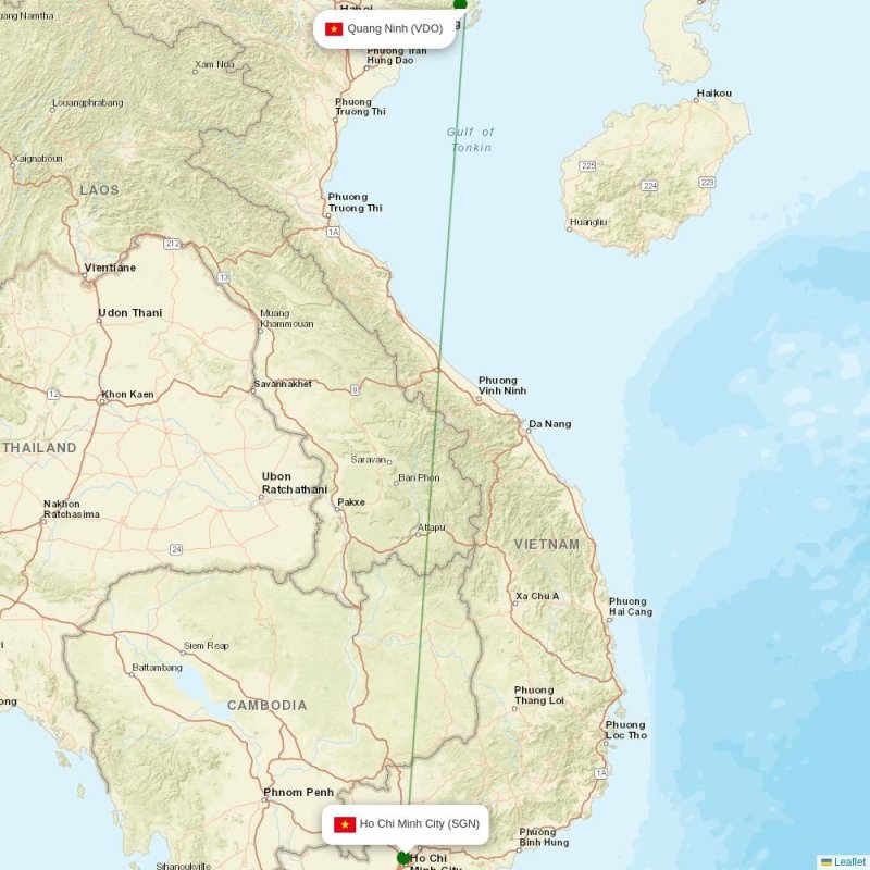 Route map over VDO airport