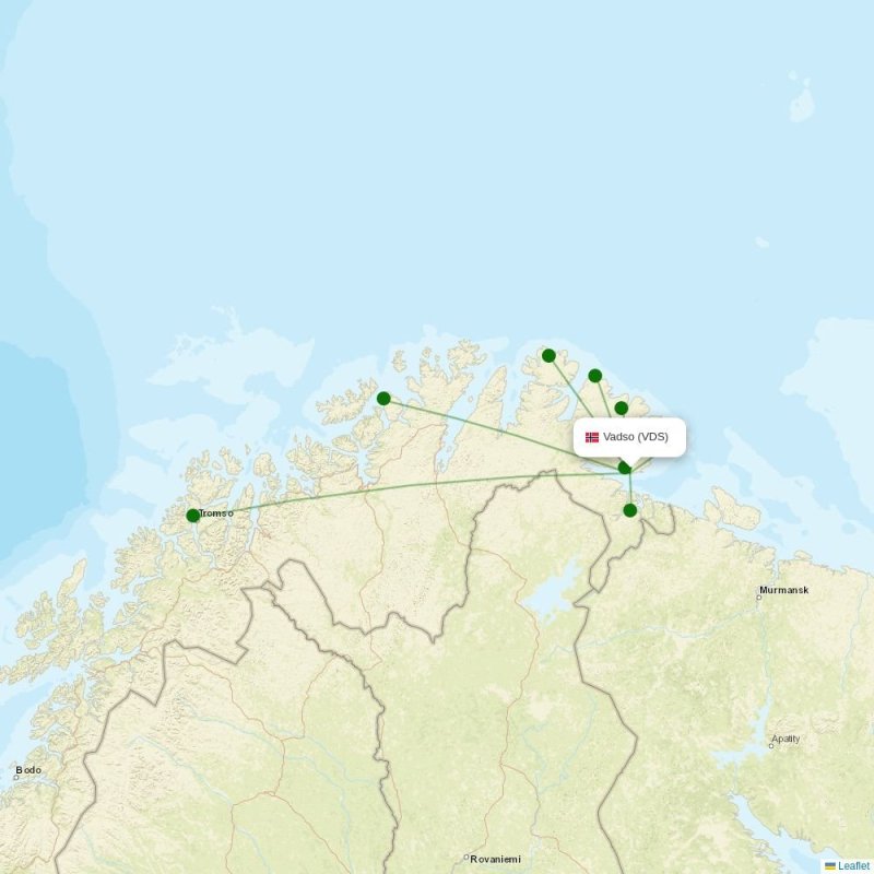 Route map over VDS airport