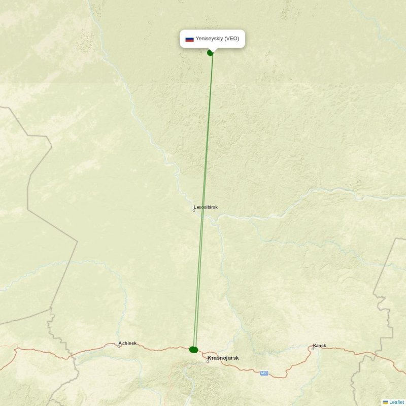 Route map over VEO airport