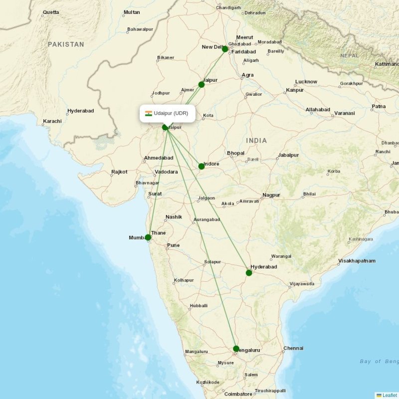 Route map over VGA airport