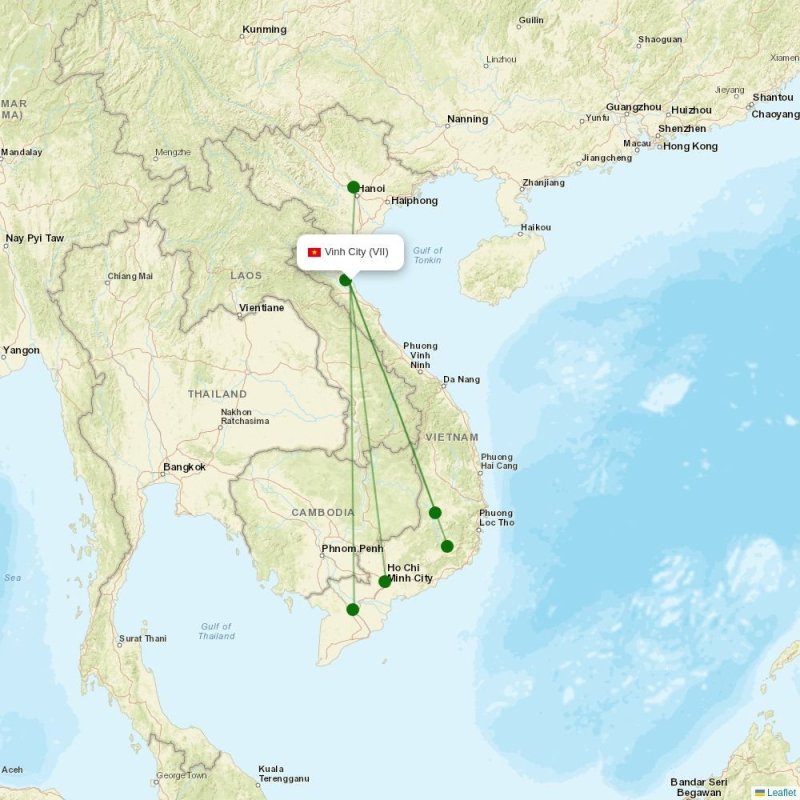 Route map over VII airport
