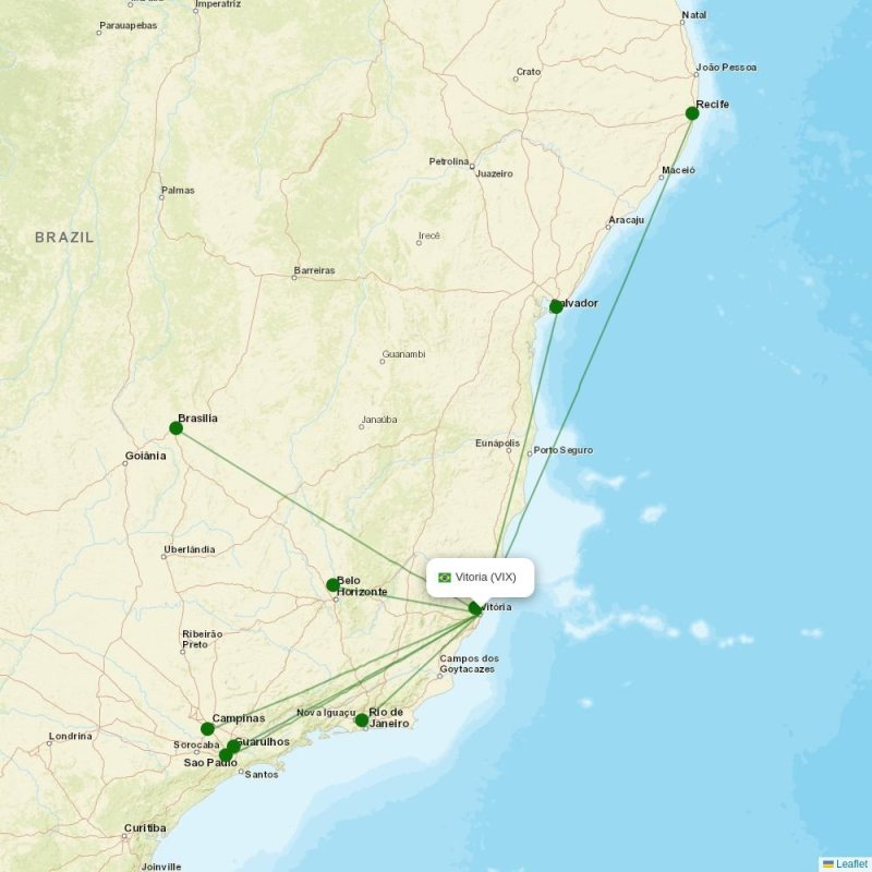 Route map over VIX airport
