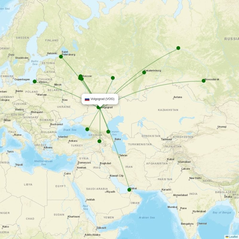 Route map over VOG airport