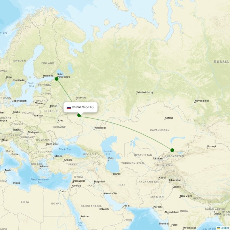Route map over VOZ airport